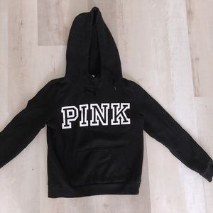 Black fleece lined pink hoodie (worn once)